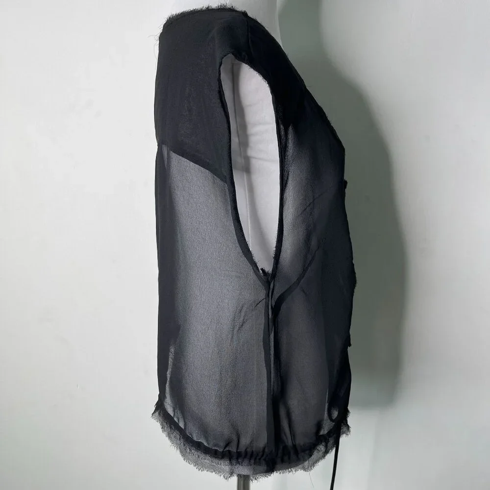 Free People Women's Black Sheer V-Neck Tank Top Size Large - Picture 3 of 12